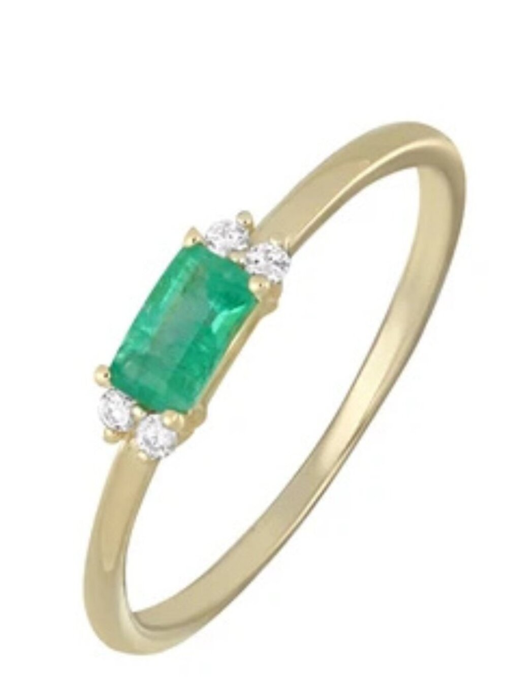 Bony Levy El Mar 18K Gold Emerald and Diamond Stackable Ring 7.5 NWT